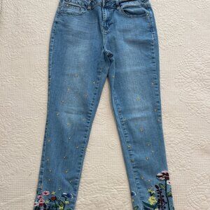 Vintage Y2K Earl Jeans cottage core  Boho Skinny Jeans Floral Embroidery 🌸